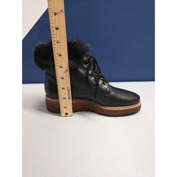 Botkier Winter Snow Boots Womens Size 6 Black Leather Faux Fur Lining Lace Up Botkier Winter Snow Boots Womens Size 6 Black Leather Faux Fur Lining Lace Up